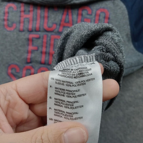 Chicago Fire Soccer Club Sweatshirt Mens Medium Gray Navy MLS Soccer Adidas - Picture 3 of 8